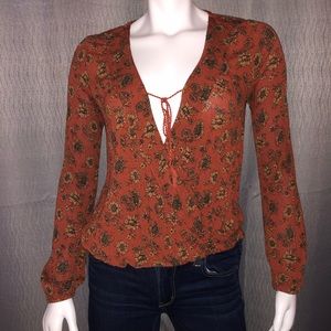 Open Front Long Sleeve Blouse